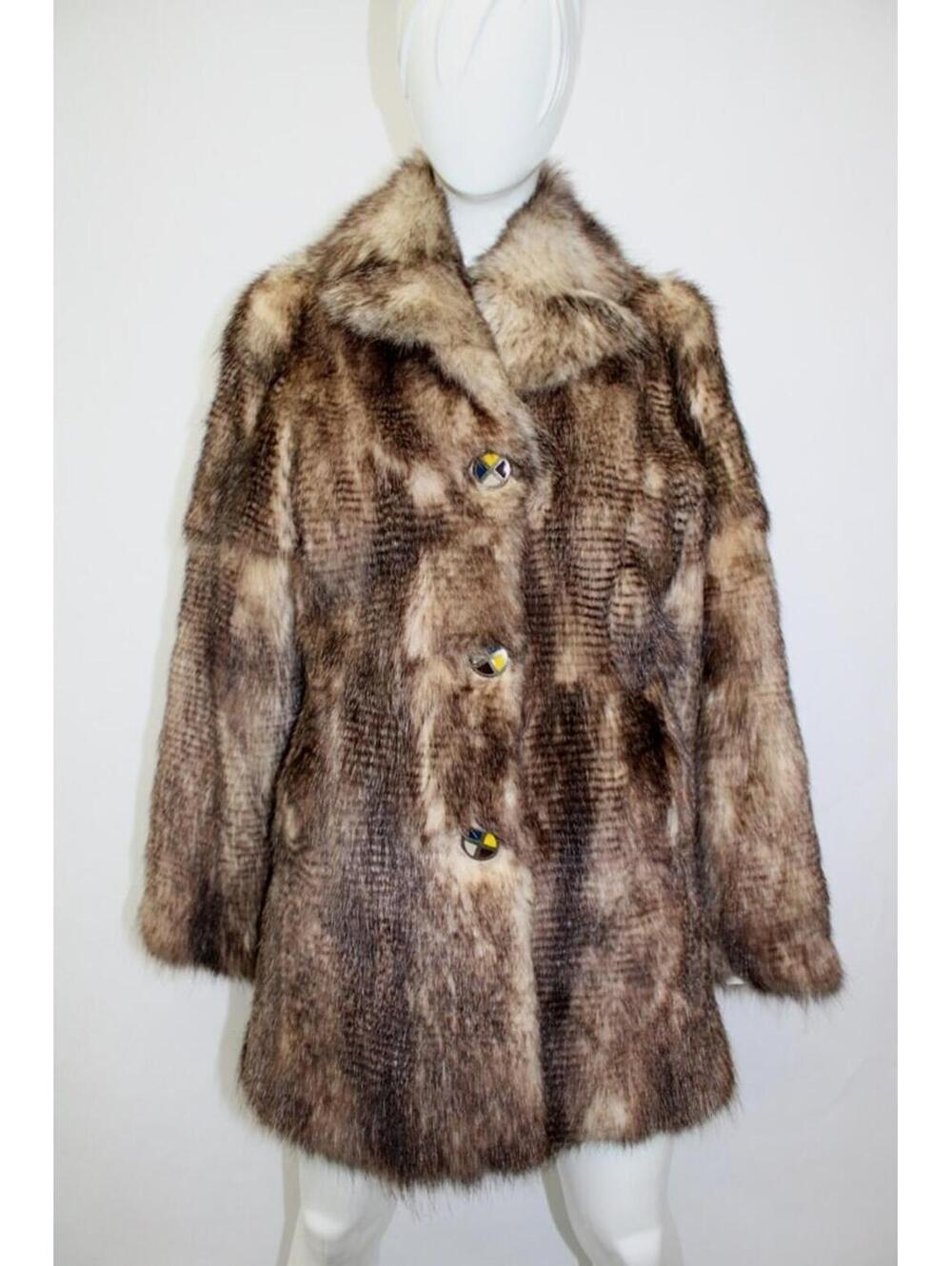 Excellent Opossum Fur Coat Jacket Women Woman Size 2 Petite